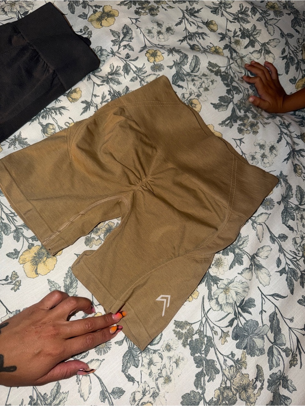 women Performance Shorts in Tan -  Stretch